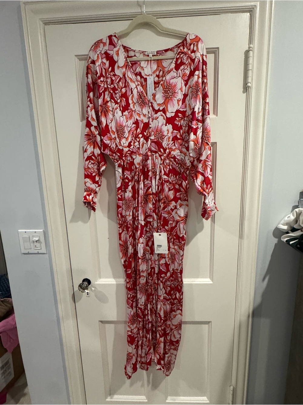 Poupette St. Barth Red Floral Maxi Dress